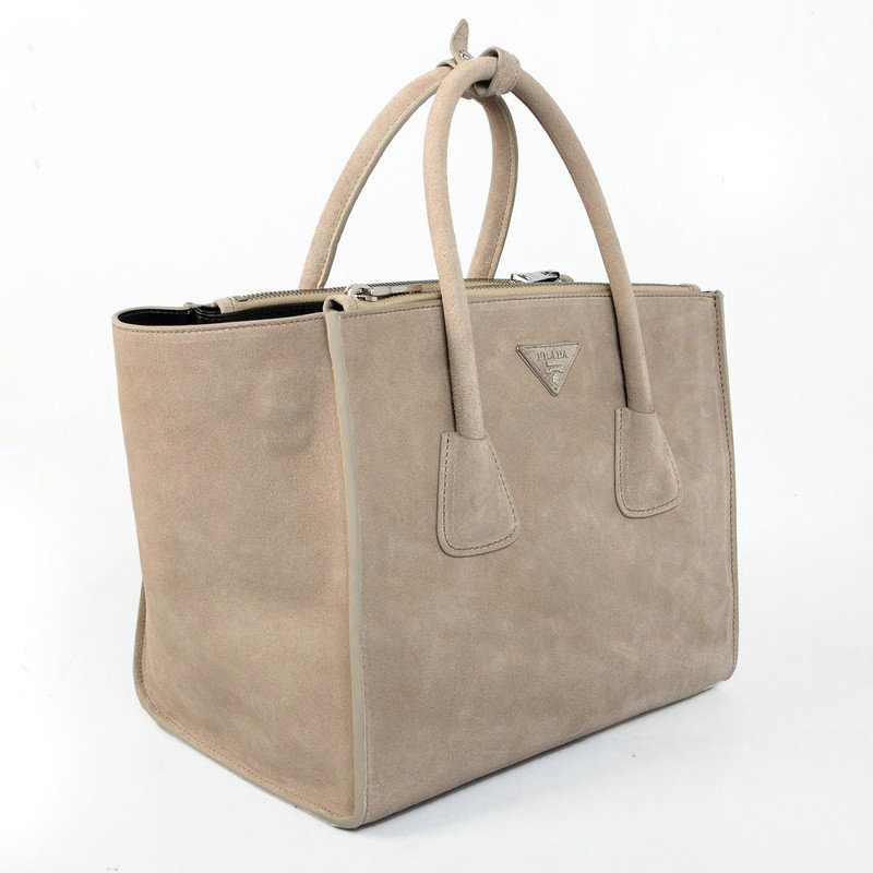 2014 Prada Suede Leather Tote Bag BN2619 grey